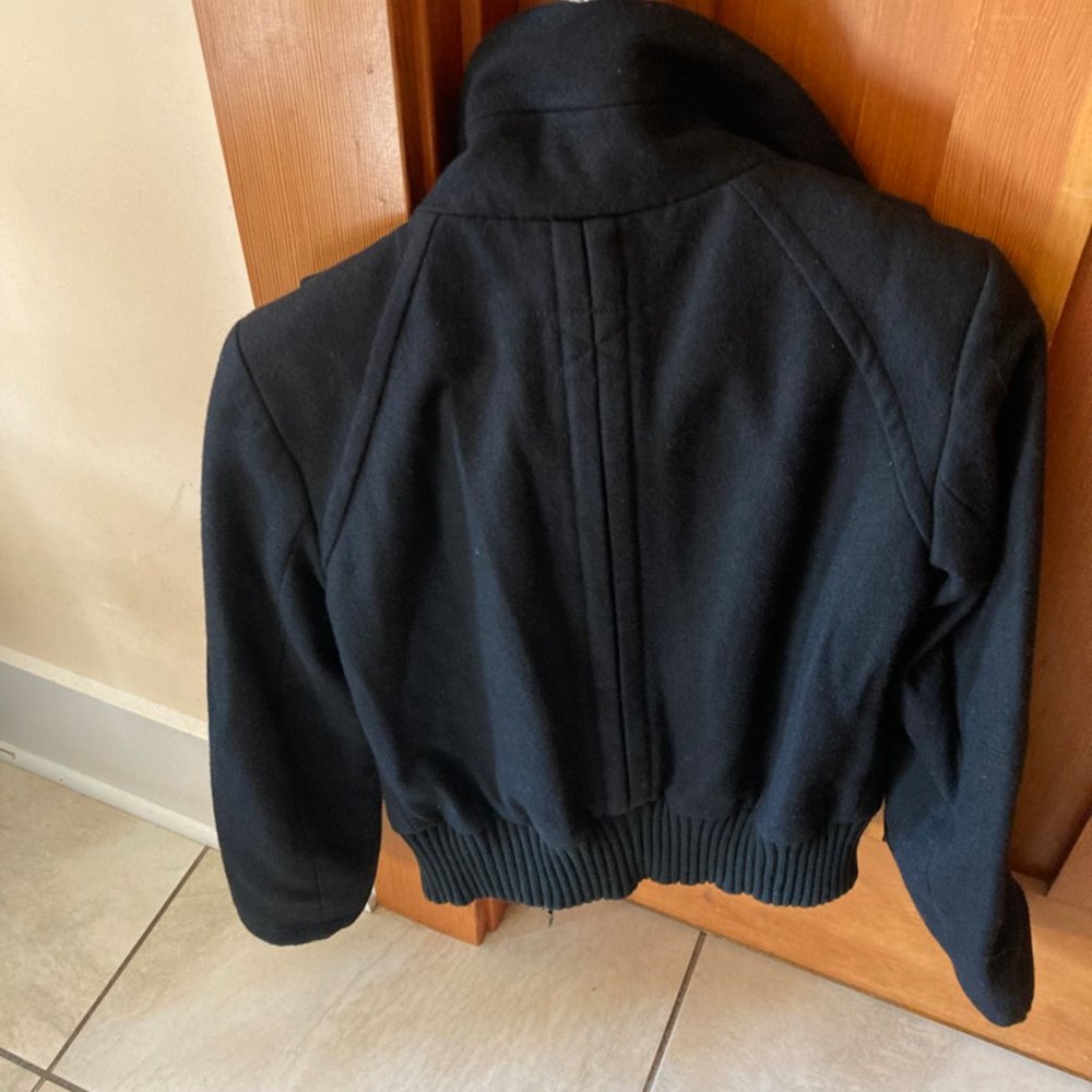 Zara Basic Black Wool Bomber Us Small - image 6